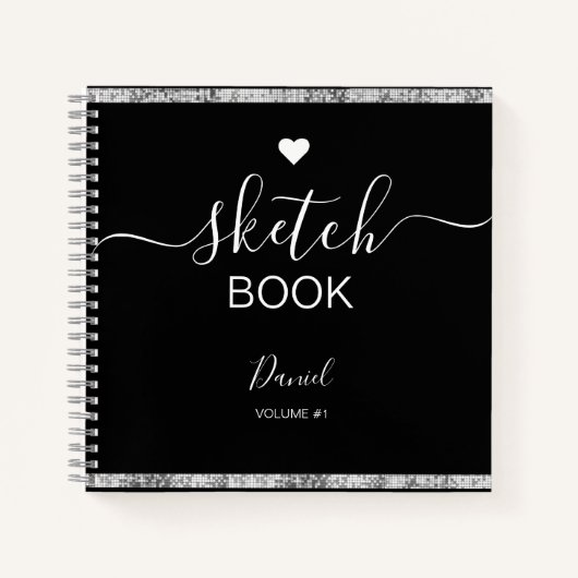 Personalisiertes Sketchbook Ihr Name Elegantes Skr Notizblock (Vorderseite)