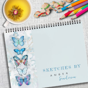 Personalisiertes Sketchbook mit blauem Butterfly-P Notizblock