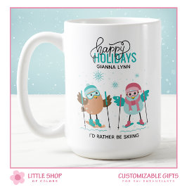 Personalisiertes Skifahren Weihnachten Kaffeetasse