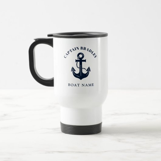 Personalisiertes Skipper-Gefährt-Nautik Reisebecher (Links)