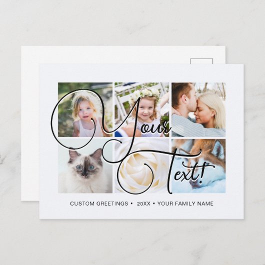 Personalisiertes Skript 6 Foto Universell Postkarte (Vorne/Hinten)