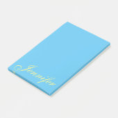 Personalisiertes Skript-blaues Pastellgroßes Post-it Klebezettel (angewinkelt)