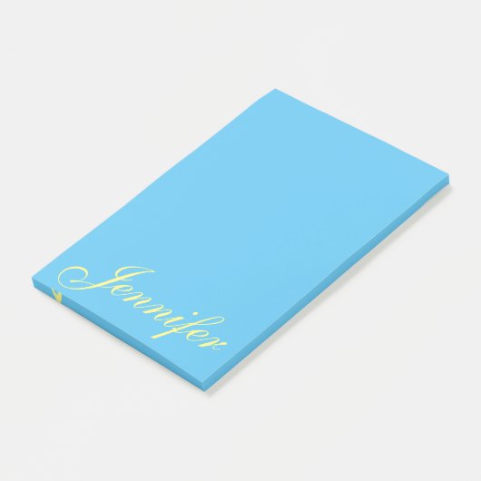 Personalisiertes Skript-blaues Pastellgroßes Post-it Klebezettel (angewinkelt)