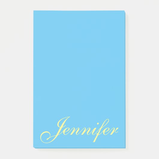 Personalisiertes Skript-blaues Pastellgroßes Post-it Klebezettel (Vorderseite)