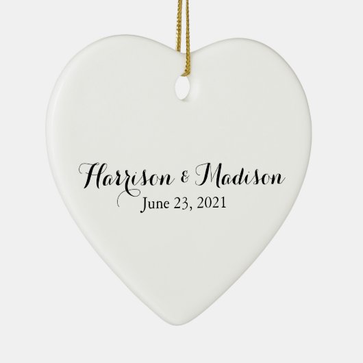 Personalisiertes Skript - Coupname Datum Hochzeit Keramik Ornament (Rechts)