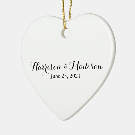 Personalisiertes Skript - Coupname Datum Hochzeit Keramik Ornament (Links)