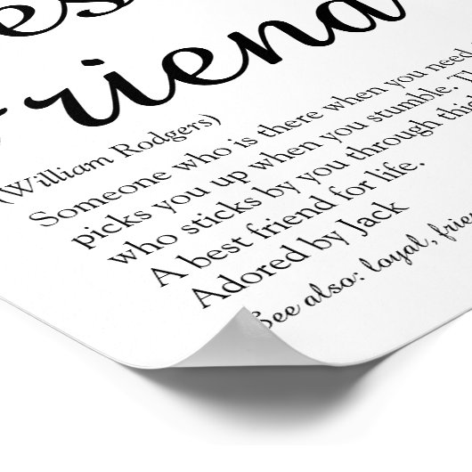 Personalisiertes Skript für die beste Friend-Defin Poster (Ecke)