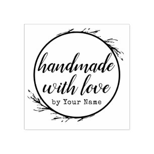 Personalisiertes Skript Handmade mit Liebe nach Na Gummistempel
