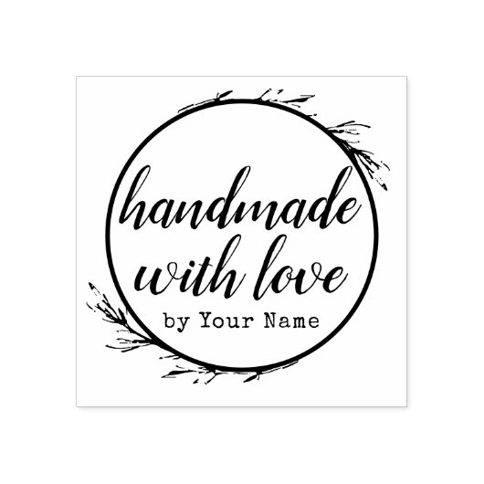 Personalisiertes Skript Handmade mit Liebe nach Na Gummistempel (Prägung)