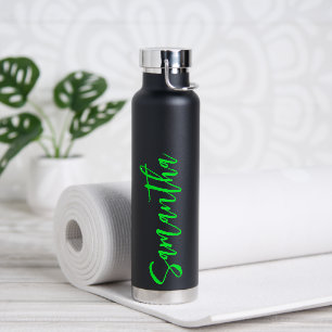 Personalisiertes Skript Ihr Name Neon Green Party Trinkflasche