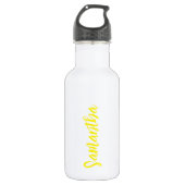 Personalisiertes Skript Ihr Name Neon Yellow Party Edelstahlflasche (Vorderseite)