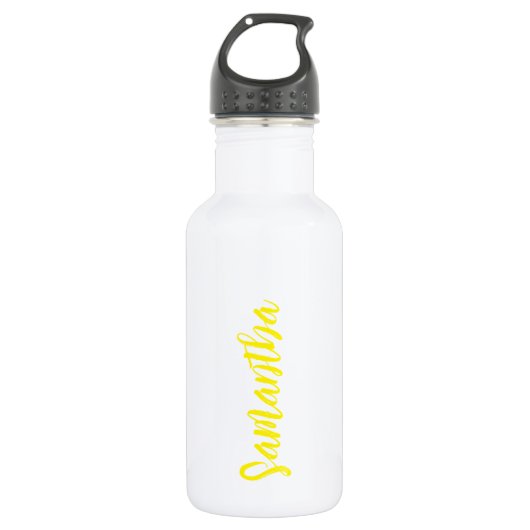 Personalisiertes Skript Ihr Name Neon Yellow Party Edelstahlflasche (Vorderseite)