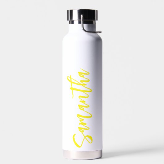 Personalisiertes Skript Ihr Name Neon Yellow Party Trinkflasche (Links)
