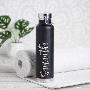 Personalisiertes Skript Ihr Name Party Schwarz-wei Trinkflasche
