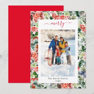Personalisiertes Skript Merry Foto Flat Holiday Ca Feiertagskarte