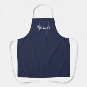 Personalisiertes Skript Monogramm und Name Navy Bl Schürze
