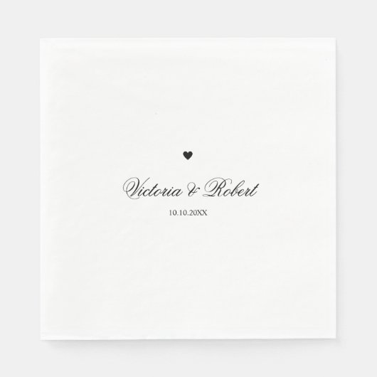 Personalisiertes Skript Schwarz-Weiß-Herz Serviette (Vorderseite)