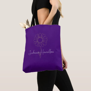 Personalisiertes Skript Süße Daisy Lila Elegant Tasche