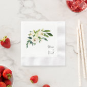 Personalisiertes Skript White Rose Wedding geprägt Serviette (Beispiel)