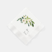Personalisiertes Skript White Rose Wedding geprägt Serviette (Ecke)