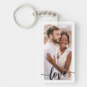 Personalisiertes Skript Zweier Foto Text doppelsei Schlüsselanhänger (Vorderseite)