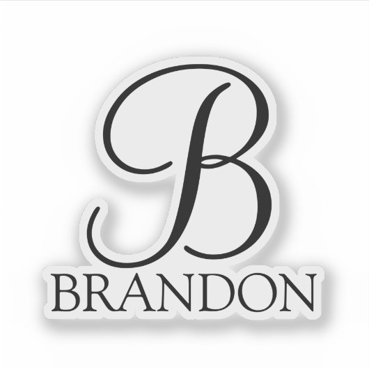 Personalisiertes Skriptmonogramm und Name Aufkleber (Vorderseite)