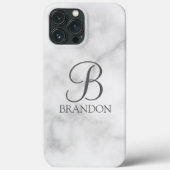 Personalisiertes Skriptmonogramm und Name aus weiß Case-Mate iPhone Hülle (Rückseite)