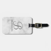 Personalisiertes Skriptmonogramm und Name aus weiß Gepäckanhänger (Vorderseite horizontal)