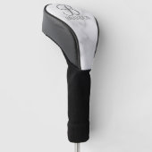 Personalisiertes Skriptmonogramm und Name aus weiß Golf Headcover (angewinkelt)