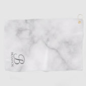 Personalisiertes Skriptmonogramm und Name aus weiß Golfhandtuch (Horizontal)