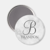 Personalisiertes Skriptmonogramm und Name aus weiß Magnet (Vorderseite/Rückseite)