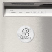 Personalisiertes Skriptmonogramm und Name aus weiß Magnet (In Situ (Geschirrspüler))