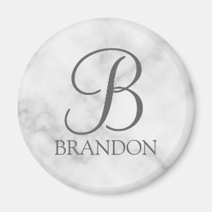 Personalisiertes Skriptmonogramm und Name aus weiß Magnet