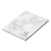 Personalisiertes Skriptmonogramm und Name aus weiß Notizblock (Rotiert)