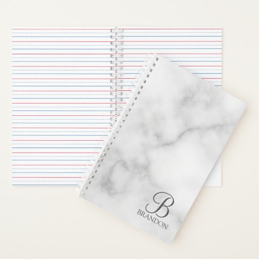 Personalisiertes Skriptmonogramm und Name aus weiß Notizblock (Innen)