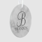 Personalisiertes Skriptmonogramm und Name aus weiß Ornament (Vorderseite)