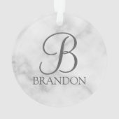 Personalisiertes Skriptmonogramm und Name aus weiß Ornament (Rückseite)