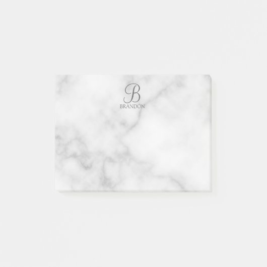 Personalisiertes Skriptmonogramm und Name aus weiß Post-it Klebezettel (Vorderseite)