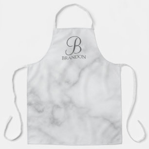 Personalisiertes Skriptmonogramm und Name aus weiß Schürze