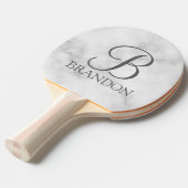 Personalisiertes Skriptmonogramm und Name aus weiß Tischtennis Schläger (Vorderseite)