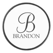 Personalisiertes Skriptmonogramm und Name Eishockey Puck (Vorderseite)