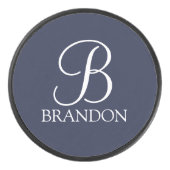 Personalisiertes Skriptmonogramm und Name Eishockey Puck (Vorderseite)