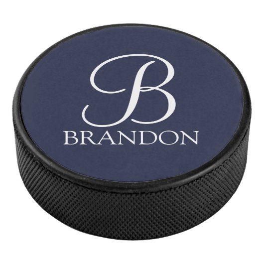 Personalisiertes Skriptmonogramm und Name Eishockey Puck (3/4)