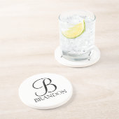 Personalisiertes Skriptmonogramm und Name Getränkeuntersetzer (Seite)
