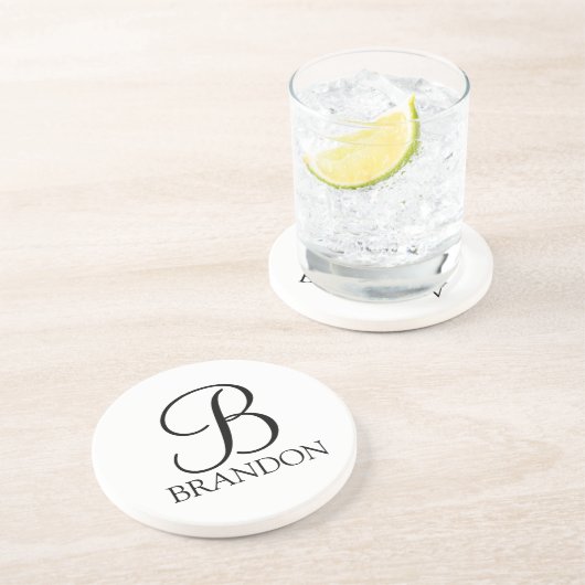 Personalisiertes Skriptmonogramm und Name Getränkeuntersetzer (Seite)