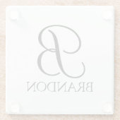 Personalisiertes Skriptmonogramm und Name Glasuntersetzer (Rückseite)