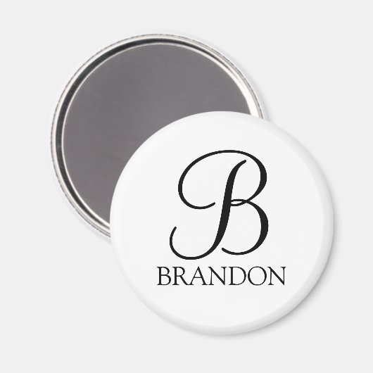 Personalisiertes Skriptmonogramm und Name Magnet (Vorderseite/Rückseite)