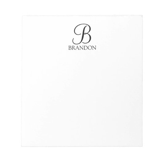 Personalisiertes Skriptmonogramm und Name Notepad Notizblock (Vorderseite)