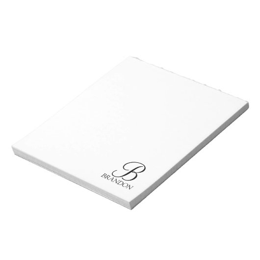 Personalisiertes Skriptmonogramm und Name Notepad Notizblock (Rotiert)