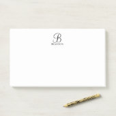 Personalisiertes Skriptmonogramm und Name Notepad Post-it Klebezettel (Auf Schreibtisch)